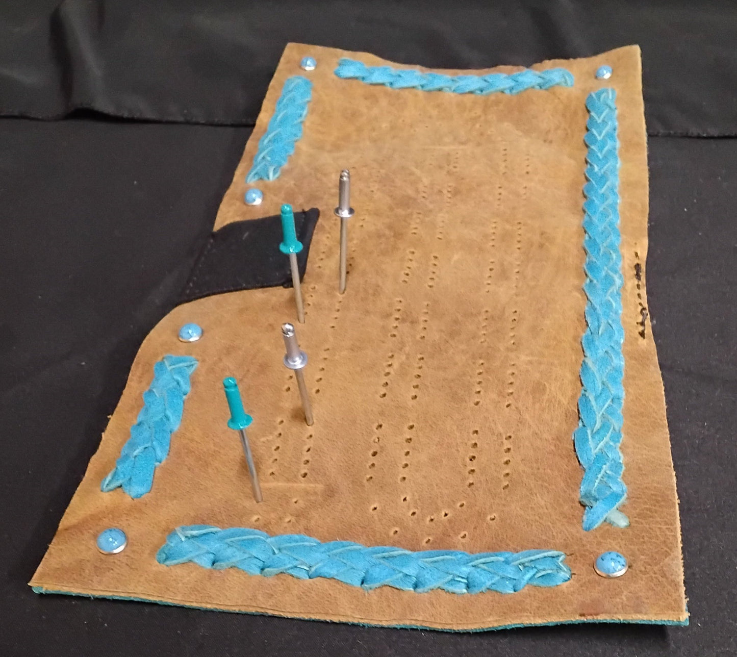 Cribbage Board - Water Buffalo and Turquoise