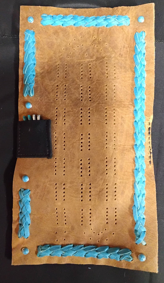 Cribbage Board - Water Buffalo and Turquoise